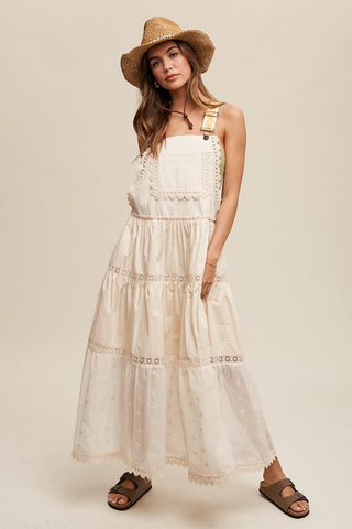 Hot Girl Lace Tiered Romantic Suspender Maxi Dress