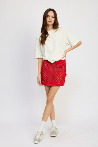 Hot Girl Rosette Crochet Mini Skirt In Red