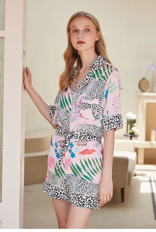 Hot Girl Funky Print Two Piece Pajama Lounge Set