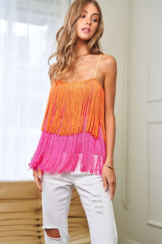 Hot Girl So Fetch Fringe Layered Cami Top