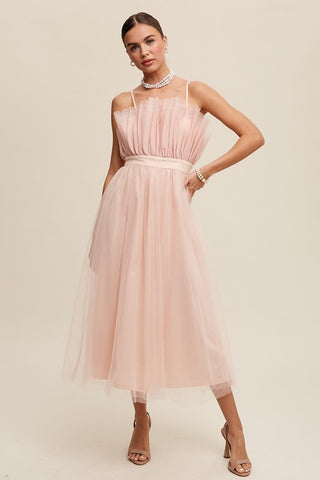 Hot Girl Tulip Frill Tulle Maxi Dress