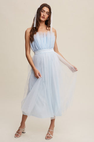 Hot Girl Tulip Frill Tulle Maxi Dress