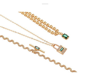 SoCali 18K Gold Emerald Pendant Necklace