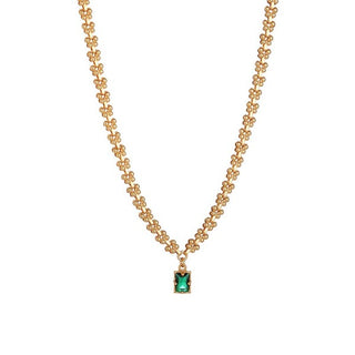 SoCali 18K Gold Emerald Pendant Necklace