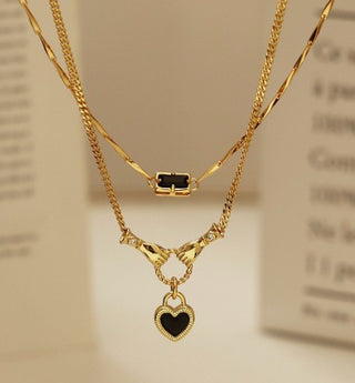 SoCali Tainted Love Black Stone 18K Gold Necklace