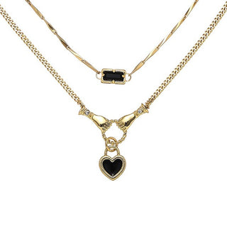 SoCali Tainted Love Black Stone 18K Gold Necklace