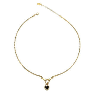 SoCali Tainted Love Black Stone 18K Gold Necklace