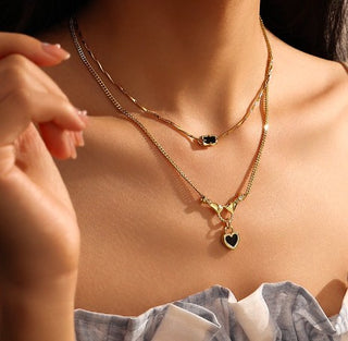 SoCali Tainted Love Black Stone 18K Gold Necklace