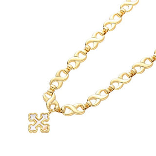 SoCali White Shell Cross 18K Gold Chain Necklace