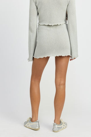 Hot Girl Luna Lettuce Hem Mini Skirt In Grey