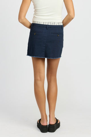 Hot Girl Boat Club Contrast Striped Waist Mini Skirt In Navy