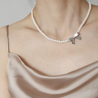 SoCali Bowknot Pearl Chain Necklace