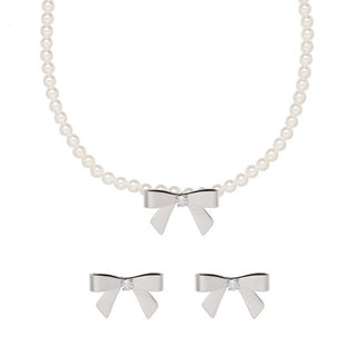 SoCali Bowknot Pearl Chain Necklace