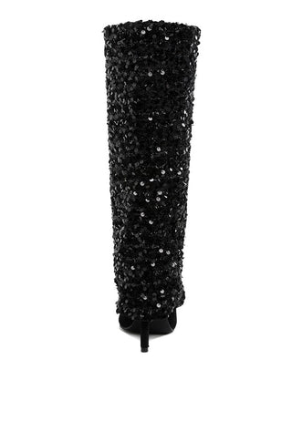 Hot Girl X London Rag Sin City Sequinned Fold-Over Calf Boots