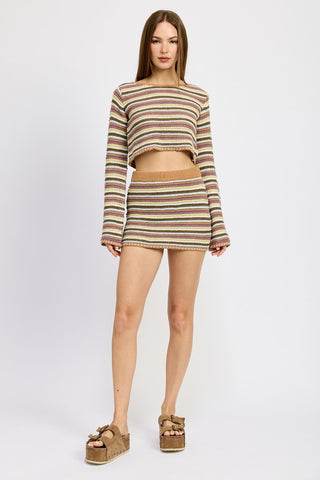 Hot Girl Desert Daze Low Rise Striped Crochet Mini Skirt