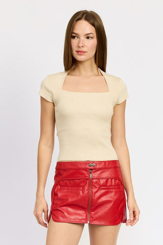 Hot Girl Daria Square Neck Short Sleeve Top