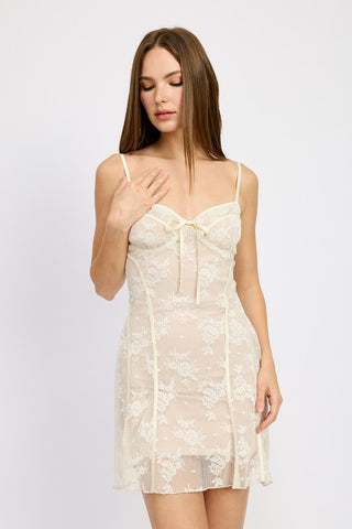 Hot Girl Lacy Lui Spaghetti Strap Mini Dress In Cream