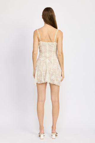 Hot Girl Lacy Lui Spaghetti Strap Mini Dress In Cream