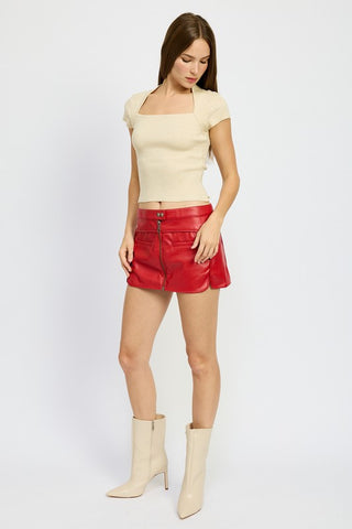 Hot Girl Daria Faux Leather Moto Mini Skirt