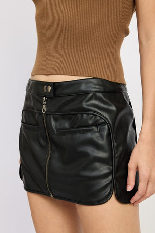 Hot Girl Daria Faux Leather Moto Mini Skirt