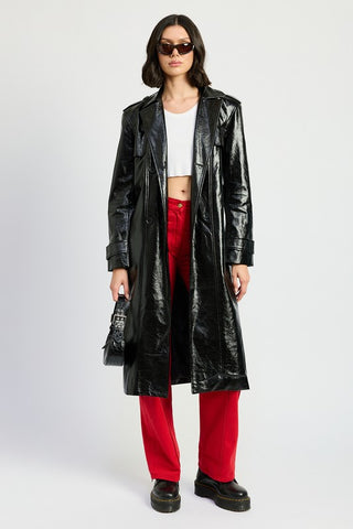 Hot Girl Matrix Reloaded Faux Leather Trench Coat