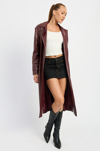 Hot Girl Matrix Reloaded Faux Leather Trench Coat