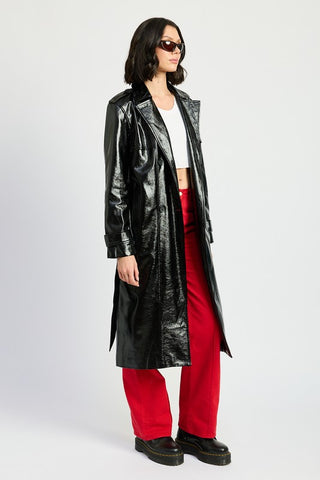 Hot Girl Matrix Reloaded Faux Leather Trench Coat