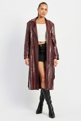 Hot Girl Matrix Reloaded Faux Leather Trench Coat