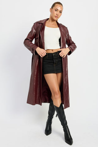 Hot Girl Matrix Reloaded Faux Leather Trench Coat