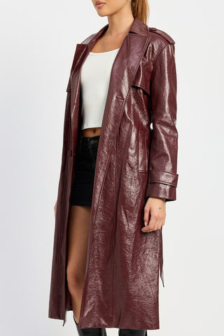 Hot Girl Matrix Reloaded Faux Leather Trench Coat