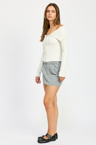 Hot Girl Out Of Office Asymmetrical Button Mini Skirt In Grey