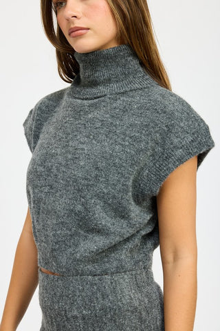 Hot Girl Cool Collective Turtleneck Cap Sleeve Top