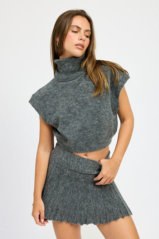 Hot Girl Cool Collective Turtleneck Cap Sleeve Top