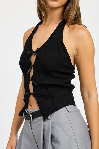 Hot Girl Tessa Bow Tied Halter Neck Top