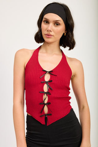 Hot Girl Tessa Bow Tied Halter Neck Top