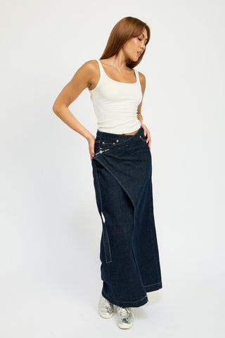 Hot Girl That’s A Wrap Denim Maxi Skirt