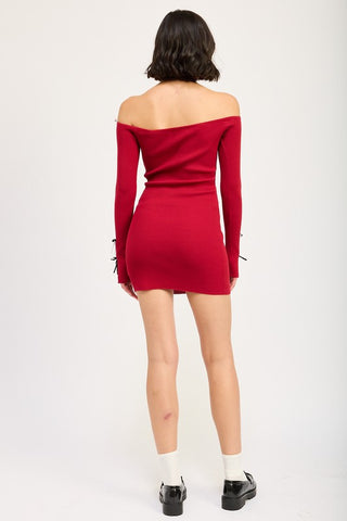 Hot Girl Tessa Bow Tied Off Shoulder Bodycon Mini Dress