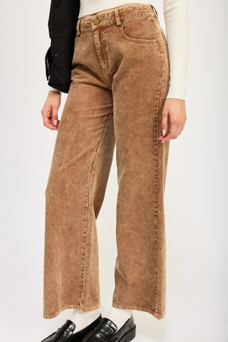 Hot Girl Distressed Corduroy Pants In Camel