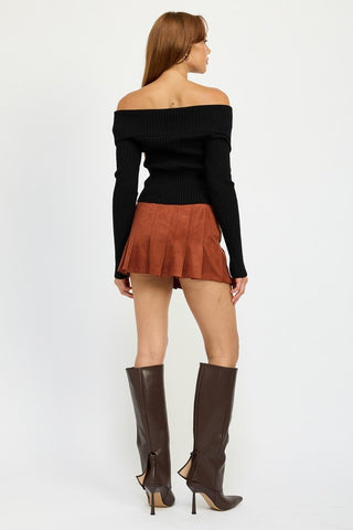 Hot Girl Winnie Wrapped Buckle Belt Suede Mini Skirt In Rust