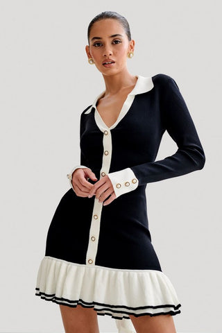 Hot Girl Prep School Buttoned Sweater Mini Dress