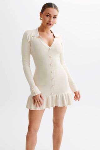 Hot Girl Prep School Buttoned Sweater Mini Dress