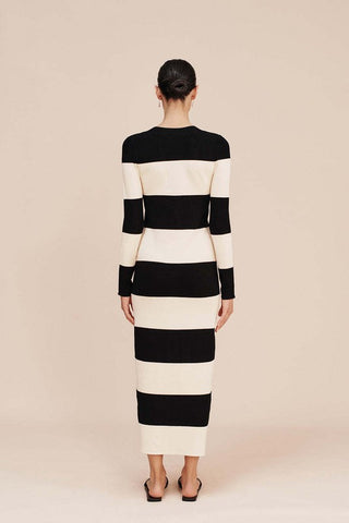 Hot Girl Bold Striped Cardigan Sweater Maxi Dress