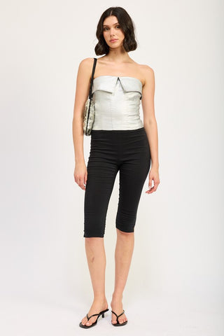 Hot Girl Fold Over Corset Top In Silver