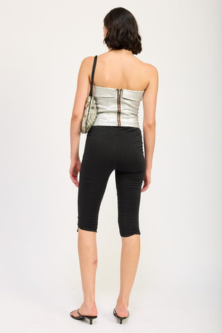 Hot Girl Fold Over Corset Top In Silver