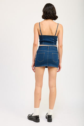 Hot Girl Tied & True Lace Up Mini Denim Skirt