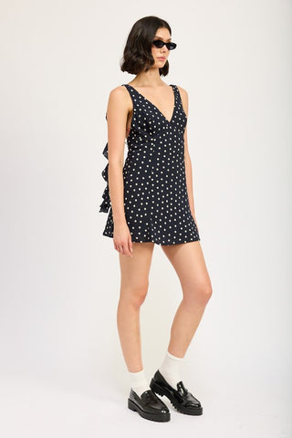 Hot Girl East Coast Polka Dot Ruffled Mini Dress In Navy