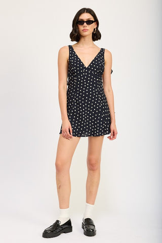 Hot Girl East Coast Polka Dot Ruffled Mini Dress In Navy