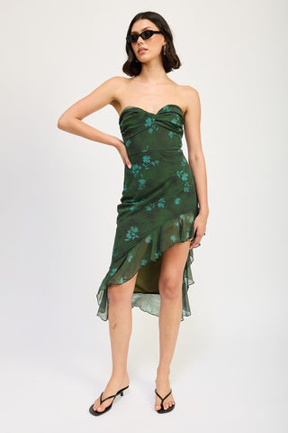 Hot Girl Forest Muse Asymmetrical Ruffle Dress