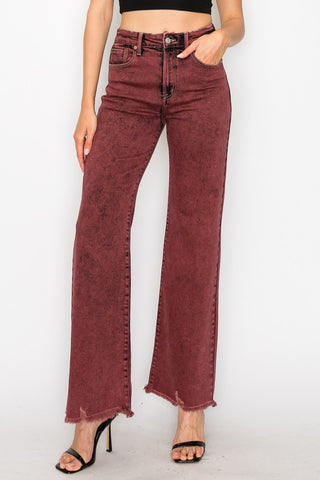 Hot Girl X Artemis Bloody Mary Tummy Control High Rise Flare Jeans In Burgundy