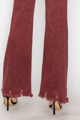 Hot Girl X Artemis Bloody Mary Tummy Control High Rise Flare Jeans In Burgundy